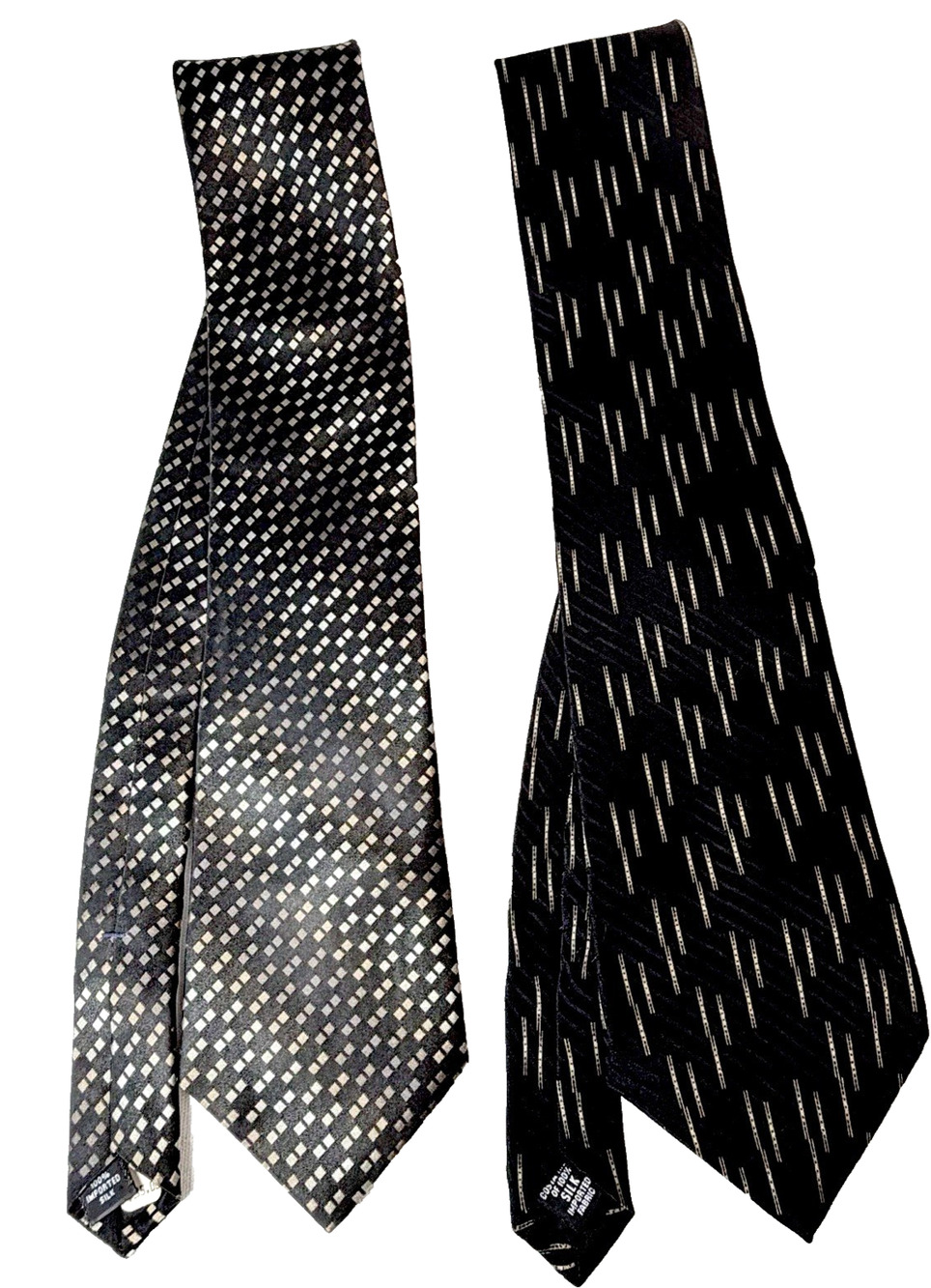 Set of 2-Perry Ellis Portfolio and DKNY Men's 100% Silk Necktie Black Gold